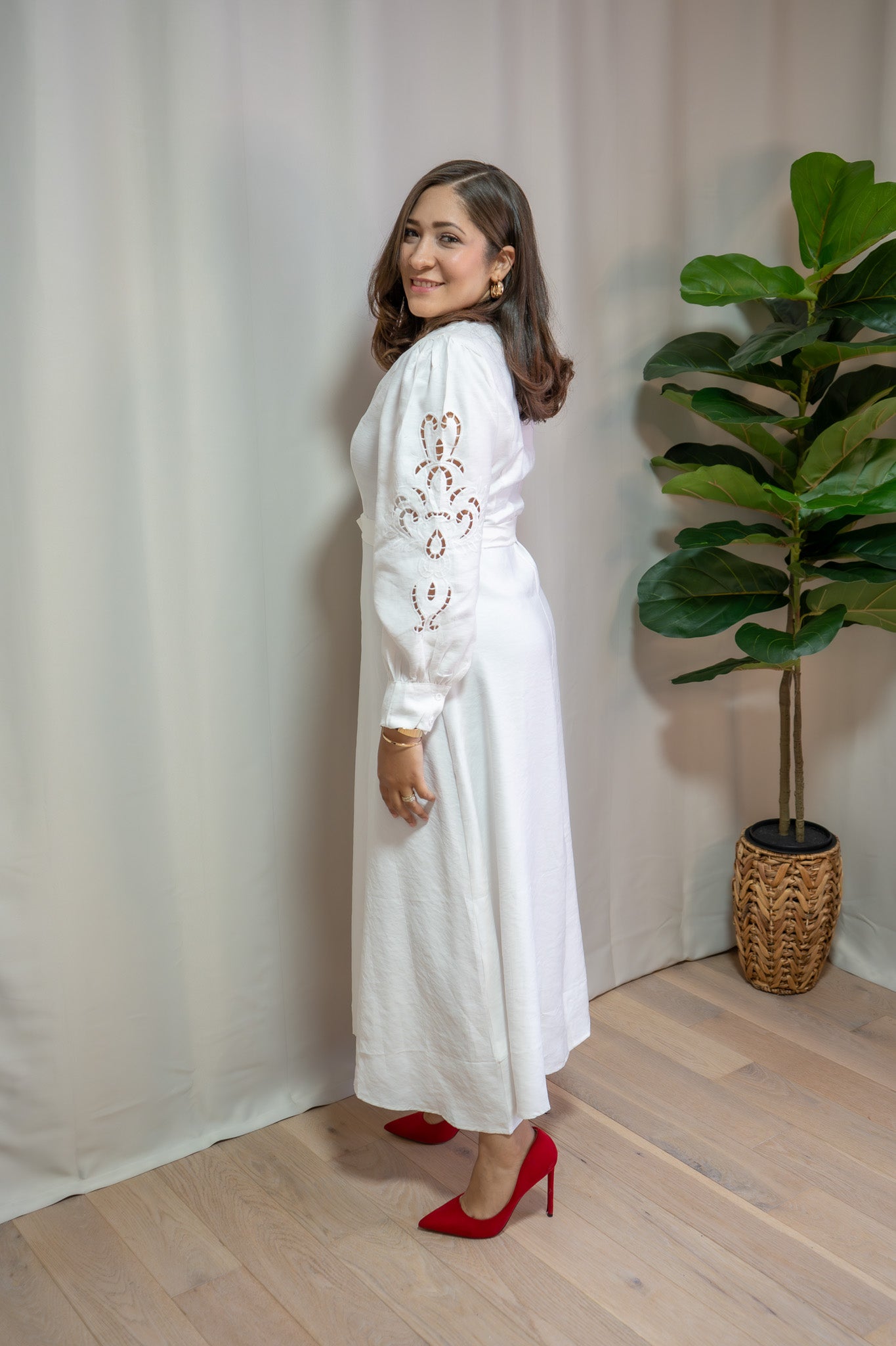 ELOISE LINEN DRESS WHITE