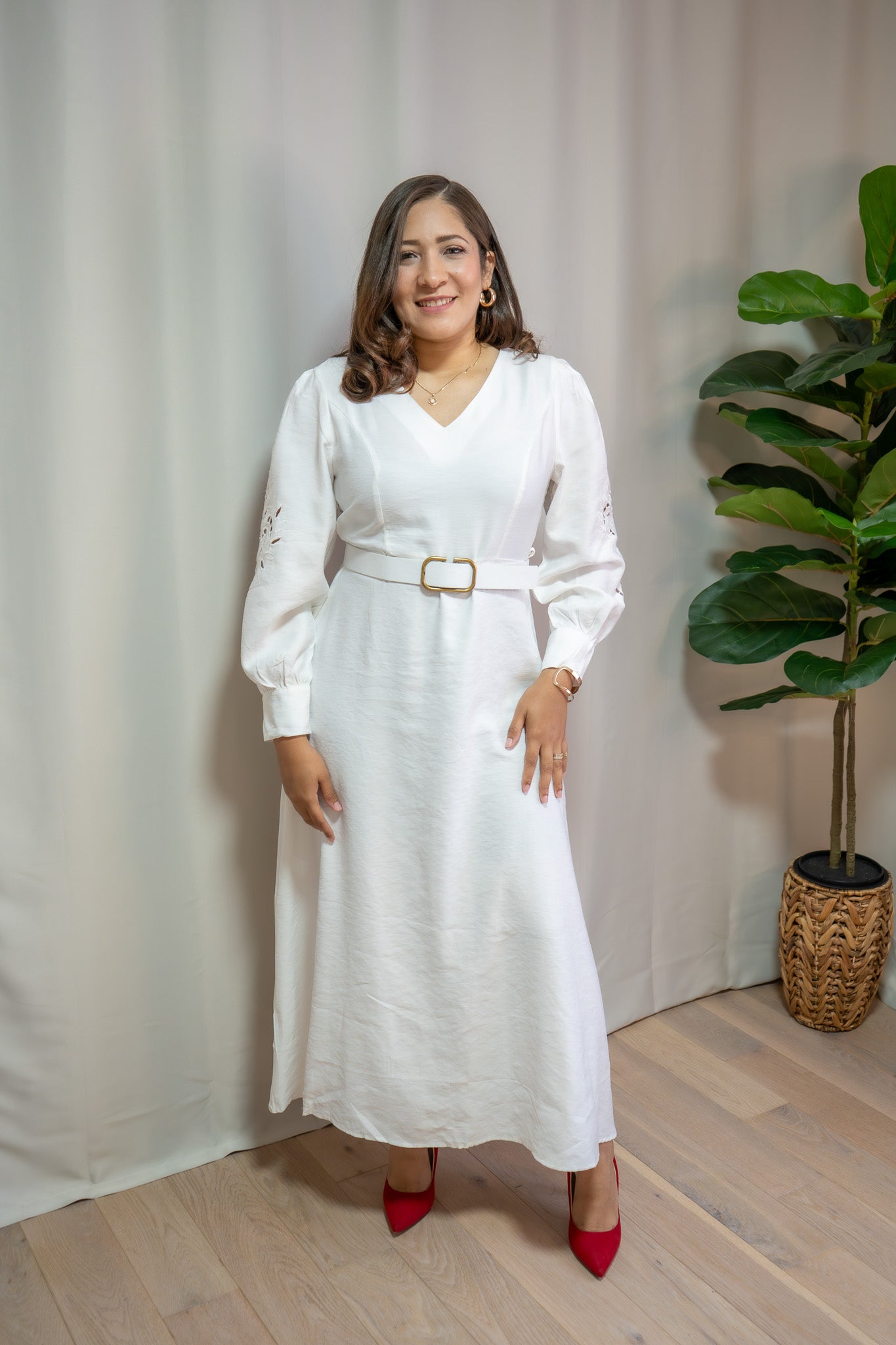 ELOISE LINEN DRESS WHITE