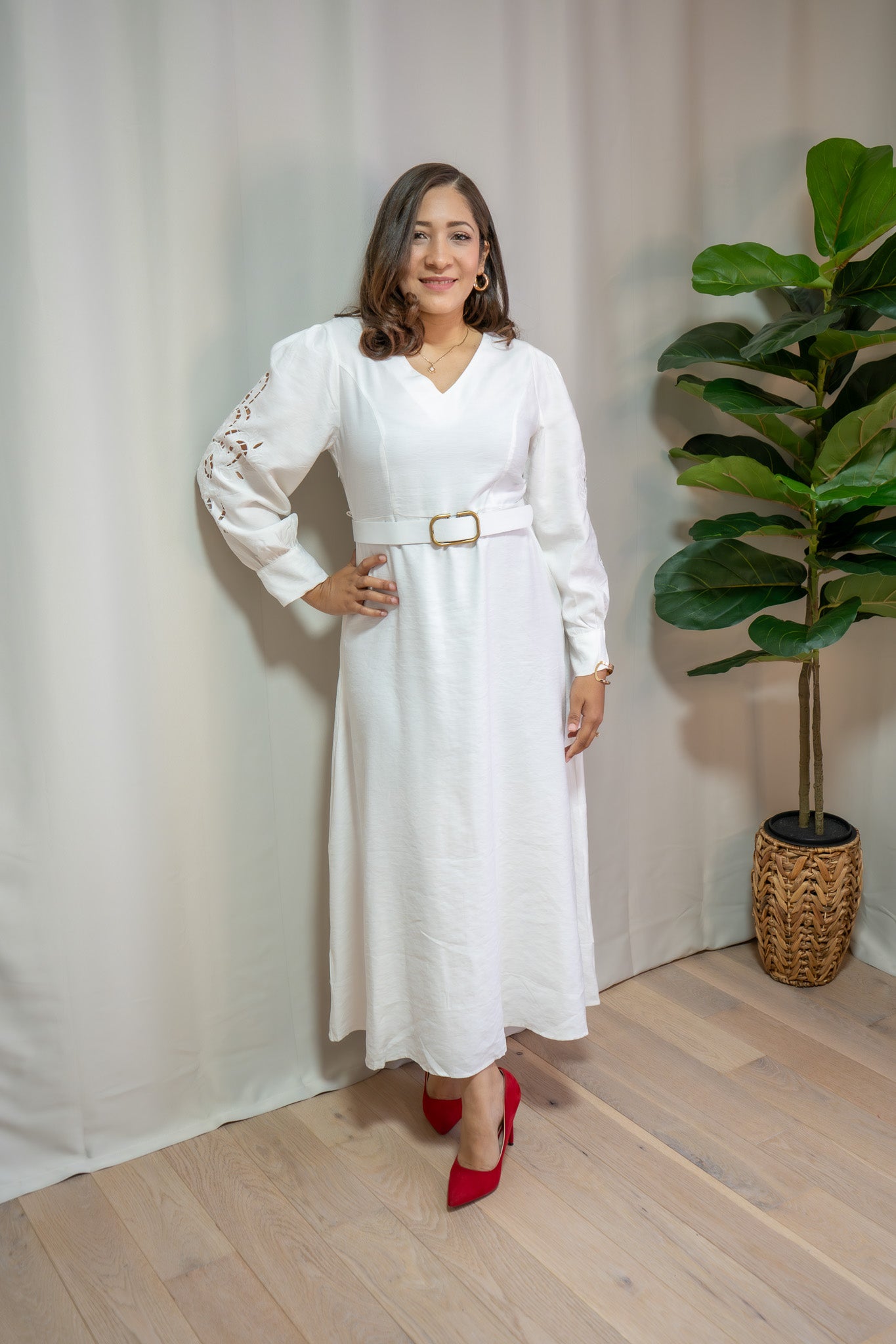 ELOISE LINEN DRESS WHITE