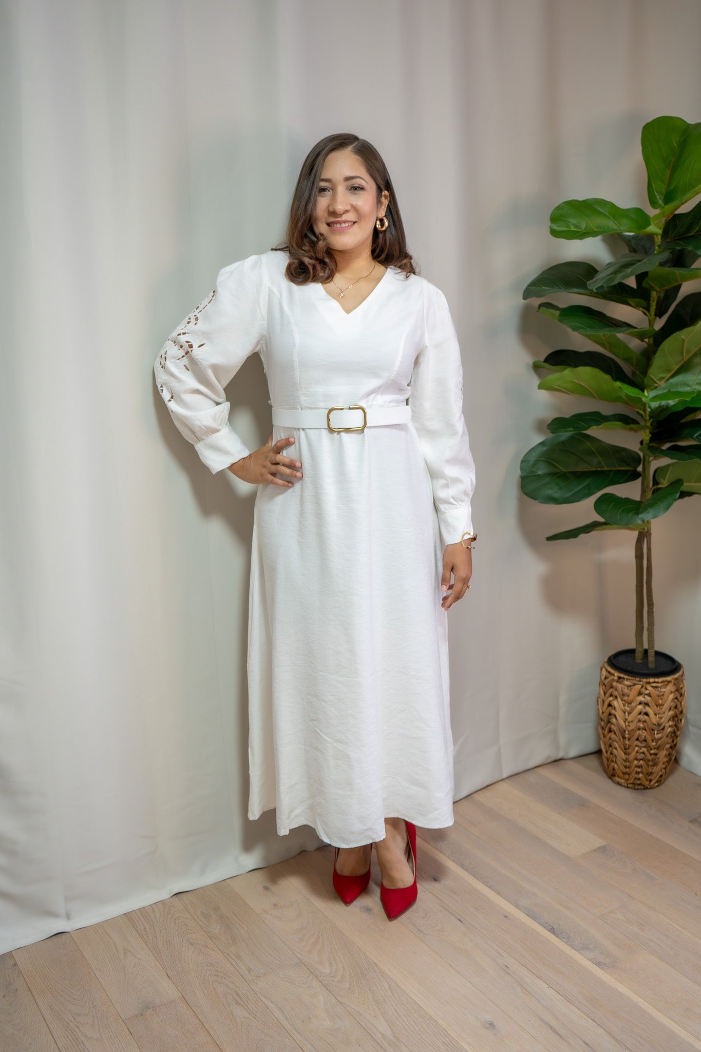 ELOISE LINEN DRESS WHITE