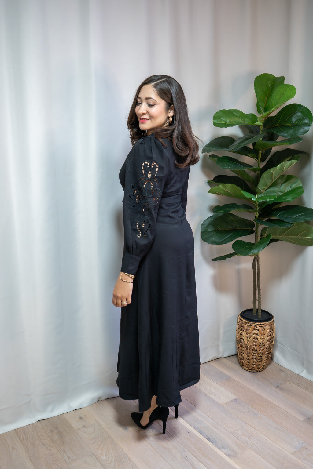ELOISE LINEN DRESS BLACK